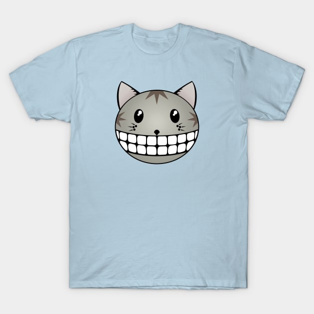 Cheshire Grey Tabby Cat Smile T-Shirt by RawSunArt